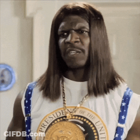 A Man Wearing A White Shirt That Says President Of The United States GIF