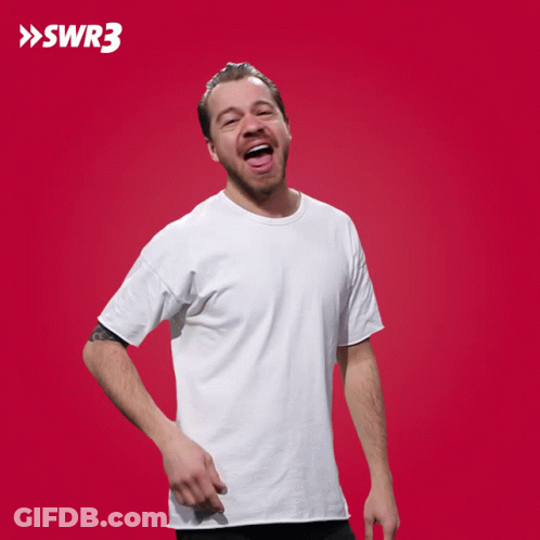 A Man Wearing A White T-Shirt With Swr3 Written On The Bottom GIF
