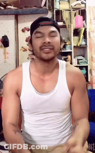 Man With White Tank Top And B61 Number GIF