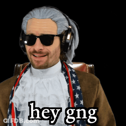 A Man Wearing A Wig And Headphones Says Hey Gng GIF