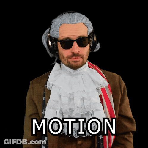 A Man Wearing A Wig And Sunglasses Has The Word Motion Written On His Chest GIF