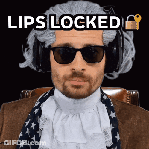 A Man Wearing A Wig And Sunglasses Has The Words Lips Locked Above Him GIF