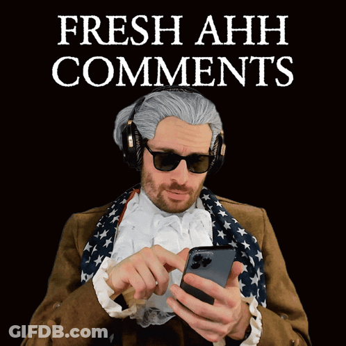 A Man Wearing A Wig And Sunglasses Is Pointing At A Cell Phone With The Words Fresh Ahh Comments Above Him GIF