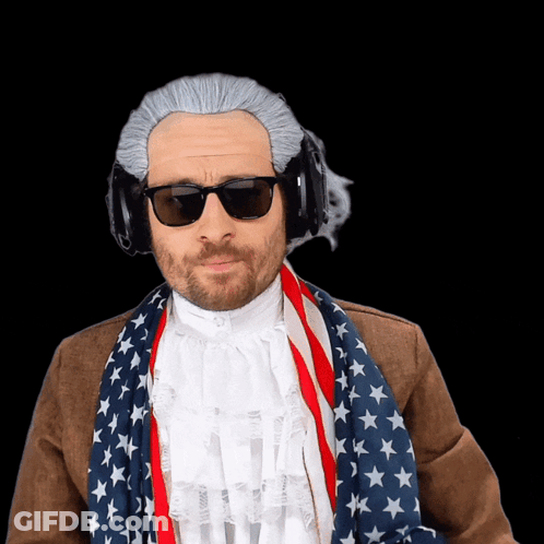 A Man Wearing A Wig And Sunglasses Is Wearing Headphones GIF