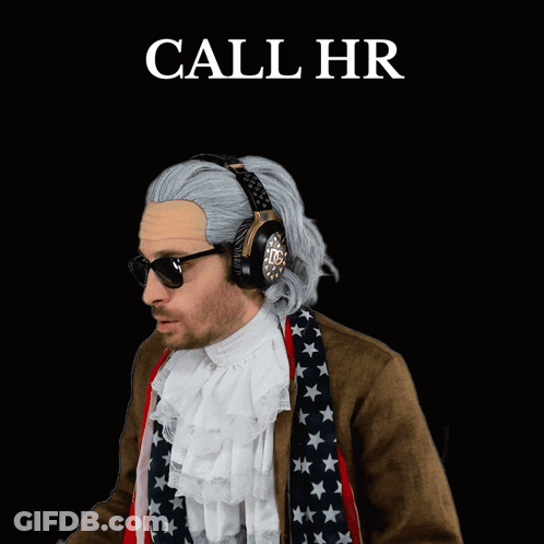 A Man Wearing A Wig And Sunglasses Says Call Hr GIF