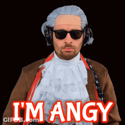 Man With Wig And Sunglasses Says I'm Angry GIF