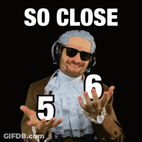 A Man Wearing A Wig And Sunglasses With The Words So Close 5 6 GIF