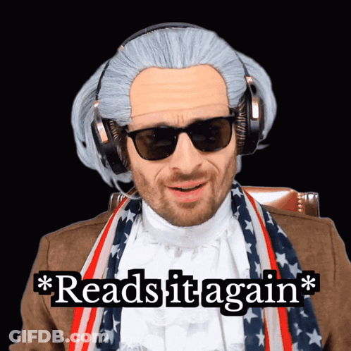A Man Wearing A Wig Sunglasses And Headphones Says " Reads It Again " GIF