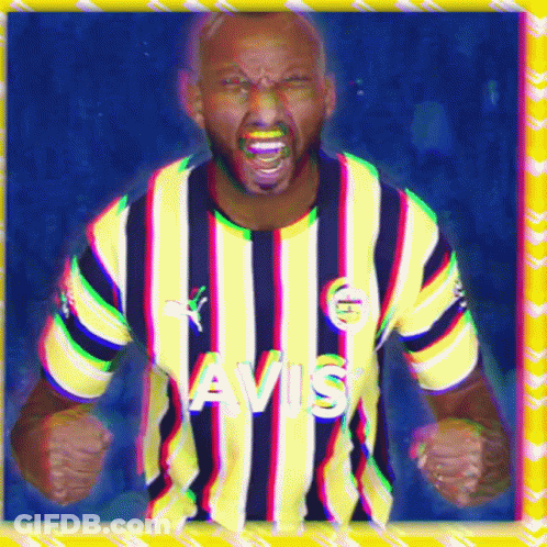A Man Wearing A Yellow And Blue Striped Shirt That Says Avis On It GIF