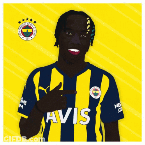 A Man Wearing A Yellow And Blue Striped Shirt With Avis Written On The Front GIF