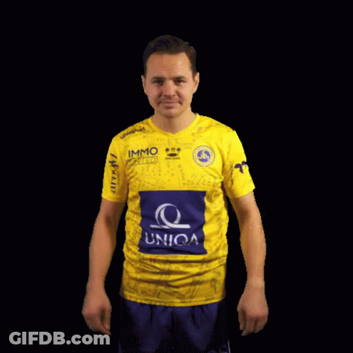 A Man Wearing A Yellow Shirt That Says Union GIF