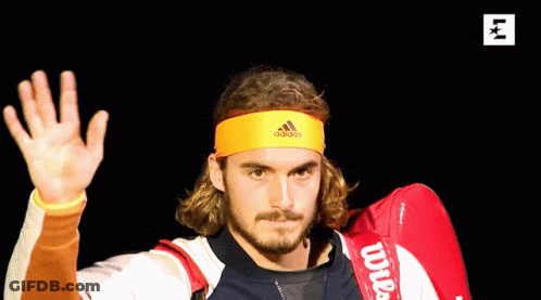 A Man Wearing An Adidas Headband Is Waving GIF