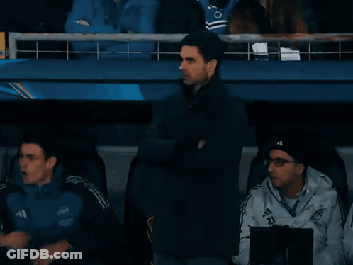 A Man Wearing An Adidas Jacket Stands In The Stands Watching A Game GIF