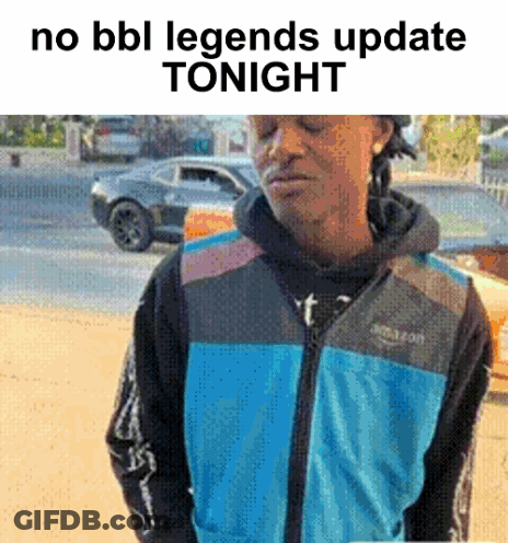 A Man Wearing An Amazon Jacket Stands In Front Of A Car And Says No Bbl Legends Update Tonight GIF
