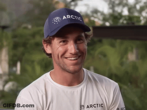 A Man Wearing An Arctic Hat And A White Shirt GIF