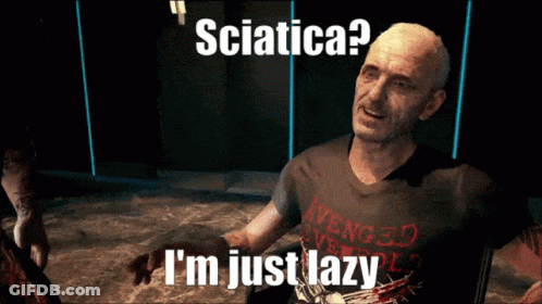 A Man Wearing An Avenged Sevenfold Shirt Says Sciatica GIF