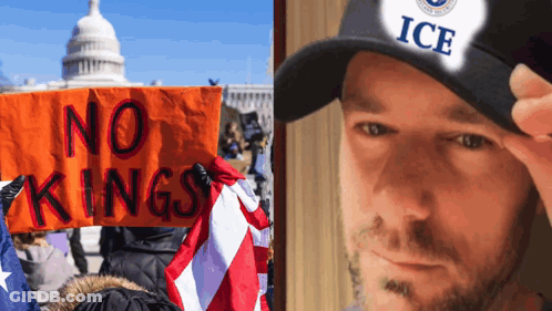 A Man Wearing An Ice Hat Holds An Orange Sign GIF