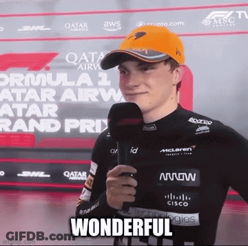 A Man Wearing An Orange Hat Is Holding A Microphone And The Word Wonderful Is Above Him GIF