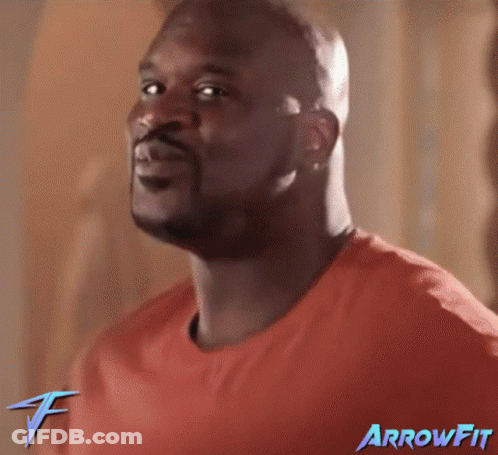 A Man Wearing An Orange Shirt With Arrowfit Written On The Bottom GIF