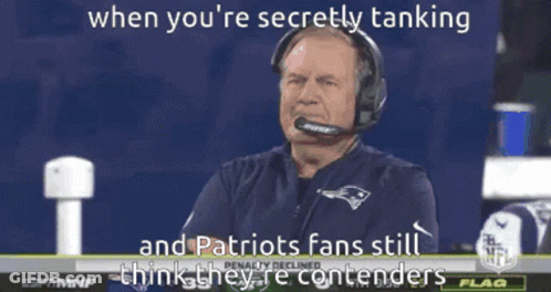 A Man Wearing Bose Headphones Says " When You 'Re Secretly Tanking And Patriots Fans Still Think They Are Contenders GIF