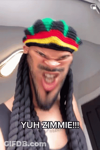 A Man Wearing Dreadlocks And A Rasta Hat Says Yuh Zimmie !!! GIF