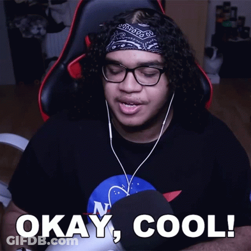A Man Wearing Glasses And A Bandana Says " Okay Cool " GIF