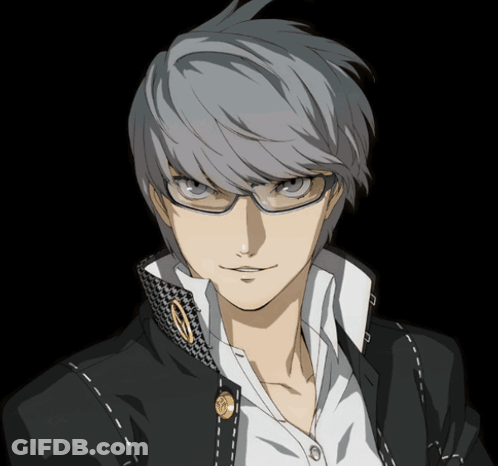 A Man Wearing Glasses And A Black Jacket With A Gold Button GIF