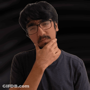 A Man Wearing Glasses And A Black Shirt Is Thinking GIF