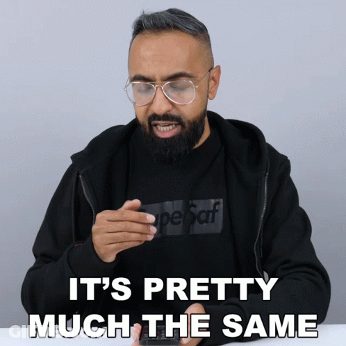 A Man Wearing Glasses And A Black Shirt Says It 'S Pretty Much The Same On The Bottom GIF