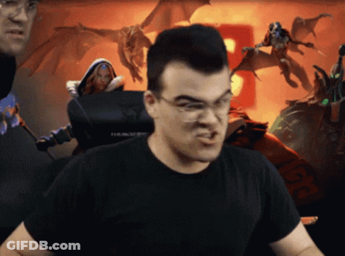 A Man Wearing Glasses And A Black Shirt With The Word Thunder On The Front GIF