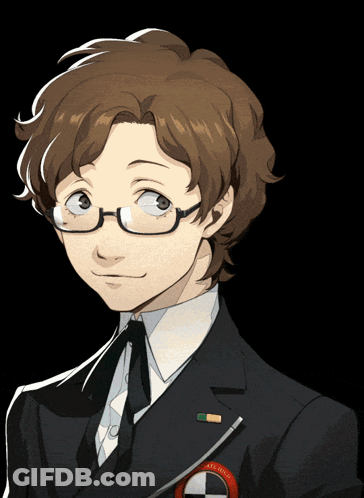 A Man Wearing Glasses And A Black Suit Has A Badge On His Jacket That Says ' Executive ' GIF