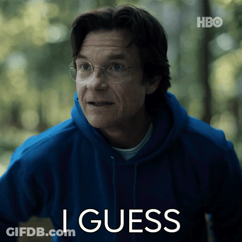 A Man Wearing Glasses And A Blue Hoodie Says I Guess In White Letters GIF