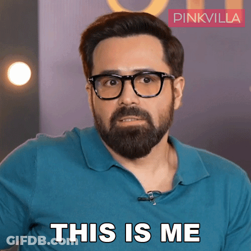 A Man Wearing Glasses And A Blue Shirt Says This Is Me GIF