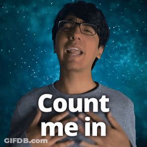 A Man Wearing Glasses And A Gray Shirt Says Count Me In GIF