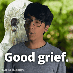 A Man Wearing Glasses And A Gray Shirt Says Good Grief GIF