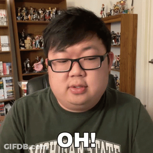 Man With Glasses And Michigan State Shirt Says Oh GIF