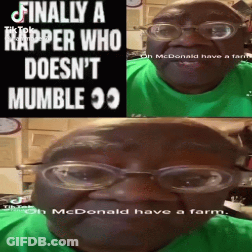 A Man Wearing Glasses And A Green Shirt Says That Mcdonald 'S Have A Farm GIF