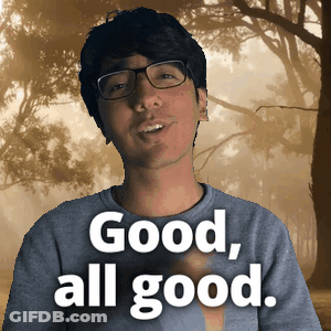 A Man Wearing Glasses And A Grey Shirt Says Good All Good GIF