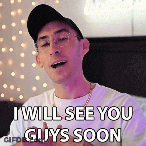 A Man Wearing Glasses And A Hat Is Saying I Will See You Guys Soon GIF