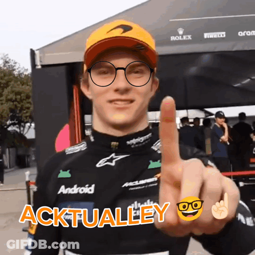 A Man Wearing Glasses And A Hat Says Acktualley In Orange Letters GIF