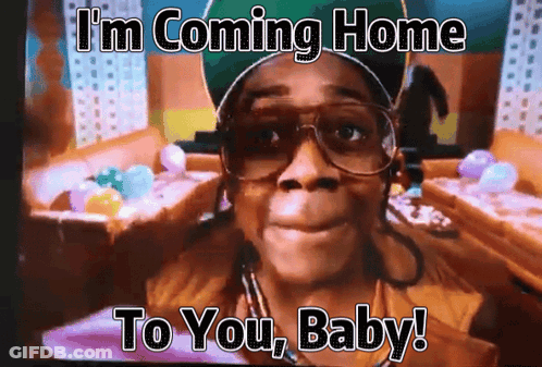 A Man Wearing Glasses And A Hat Says " I 'M Coming Home To You Baby " GIF
