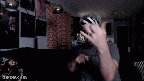 A Man Wearing Glasses And A Headband With The Word Whip Written On It GIF