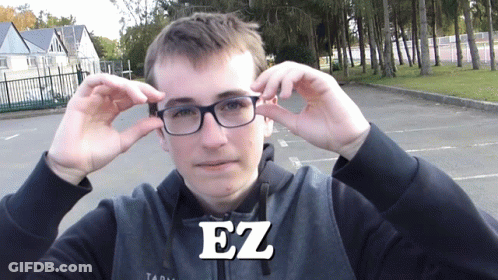 A Man Wearing Glasses And A Hoodie With The Word Ez On The Bottom GIF