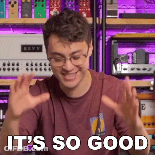 A Man Wearing Glasses And A Maroon Shirt Says It 'S So Good . GIF