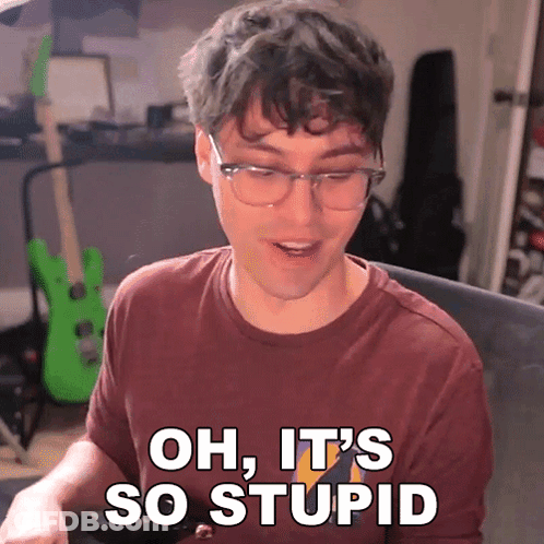 A Man Wearing Glasses And A Maroon Shirt Says Oh It 'S So Stupid GIF