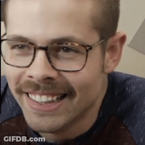 Smiling Man With Glasses And Mustache GIF