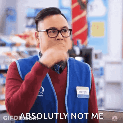 A Man Wearing Glasses And A Name Tag That Says Mateo GIF