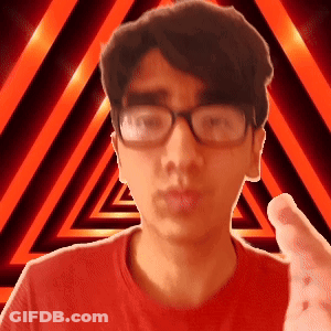 A Man Wearing Glasses And A Red Shirt Is Pointing GIF