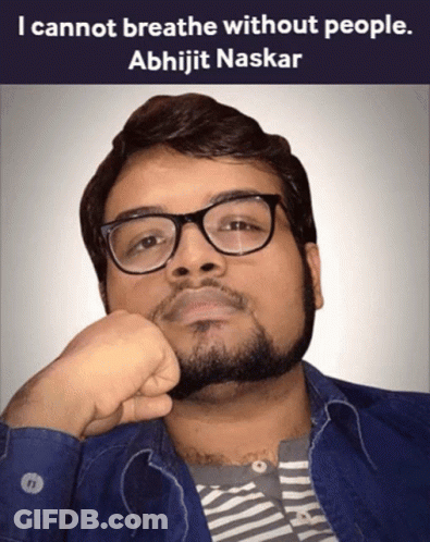 A Man Wearing Glasses And A Striped Shirt Has A Quote From Abhijit Naskar GIF