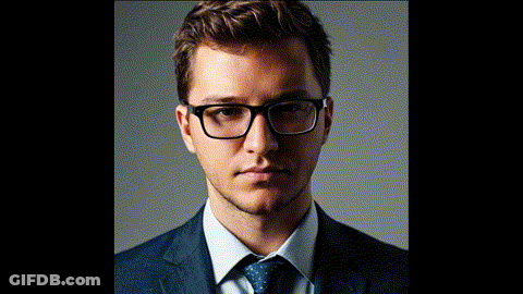 A Man Wearing Glasses And A Suit And Tie GIF